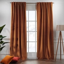 3S Brother's Solid Luxury Matte Velvet Soft Curtains Set of 2 Panels Hanging Back Tap & Rod Pocket Home Décor Bedroom Kitchen Office Windows Room Darkering ( Orange-52"x120")
