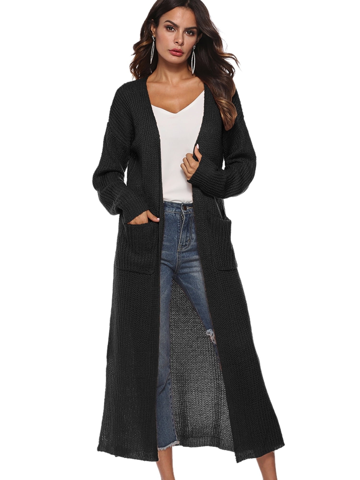 Women's Maxi Cardigan,Casual Long Sleeve Ankle-Length Flowy Open Front  Drape Lightweight Duster Irregular Hem Thin Cardigan Sweater Knitted Coat  Loose Longline Duster Coat,S-2XL Black - Walmart.com