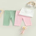 thumbnail image 2 of AMERTEER Girl Cropped Pants Solid Color Elastic Waist Trousers LeggingsInfant  Kid, 2 of 6