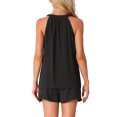 thumbnail image 3 of INSPIRE CHIC Womens 2 Piece Lounge Sets Pajama Halter V Neck Cami Pj Shorts Set with Pockets Summer Sleeveless Outfits XS Black, 3 of 5