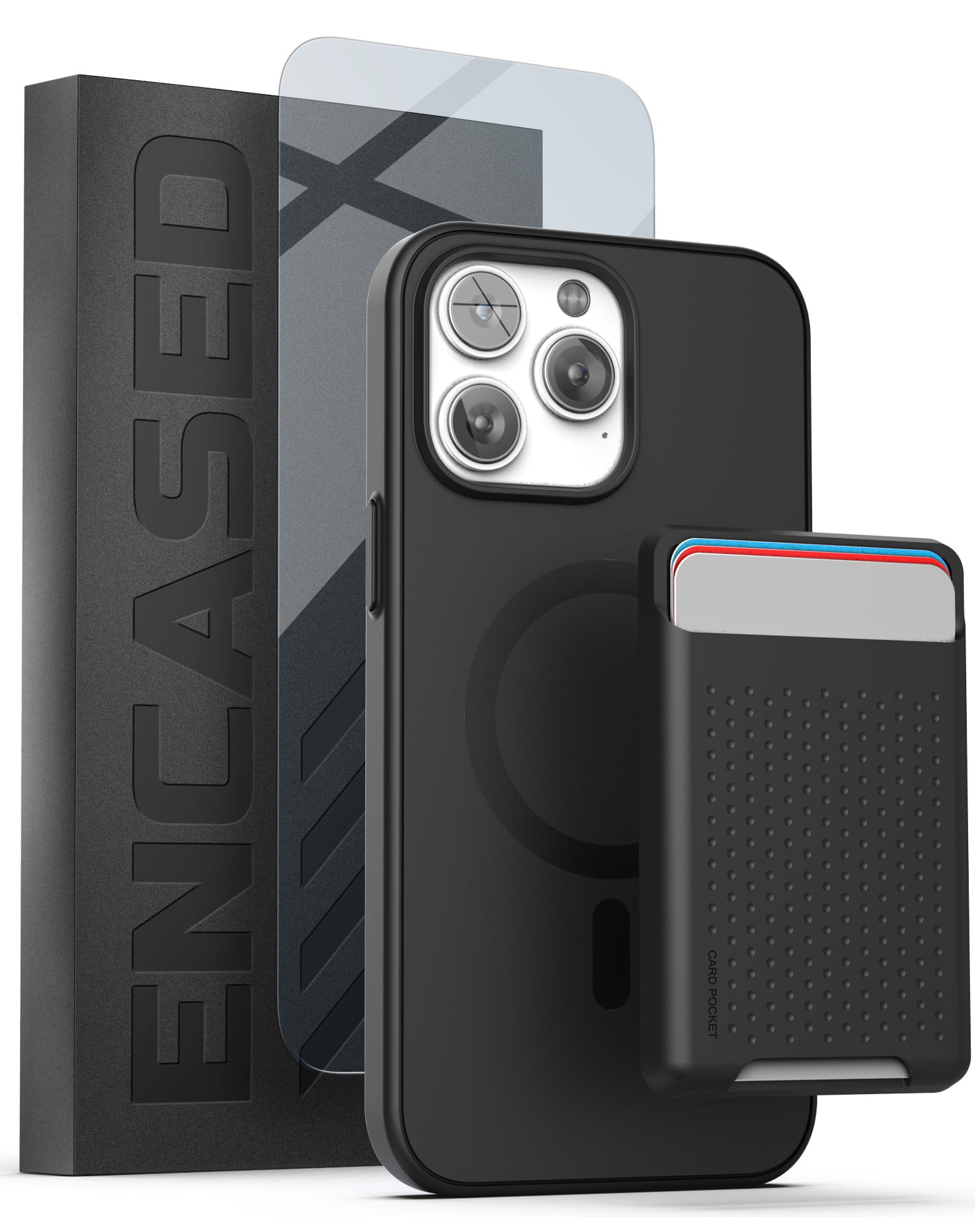 Encased MAG SlimShield with Wallet Designed for iPhone 14 PRO Case, Card  Holder and Screen Protector (3-in-1) Magnetic Compatible with MagSafe  (Black) - Walmart.com