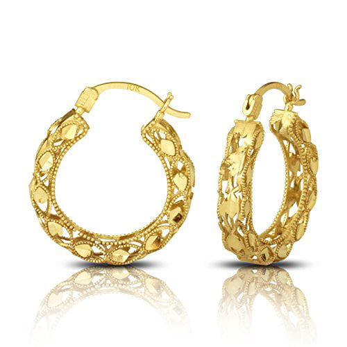 LoveBling - LoveBling 10K Yellow Gold 3.8mm Round Turkish Hoop Earrings ...