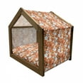 thumbnail image 2 of Orange Pet House, Old Fashioned Doodle Flora Abstract Blooming Meadow in Summer Theme, Outdoor & Indoor Portable Dog Kennel with Pillow and Cover, 5 Sizes, Sky Blue Orange Brown, by Ambesonne, 2 of 5