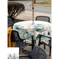 thumbnail image 4 of Outdoor Tablecloth with Umbrella Hole and Zipper, Eucalyptus Leaves Square Table Cloth 54x54 Inch Waterproof Tablecloth, Watercolor Green Red Flower Plant Picnic Table Cover for Patio Camping, 4 of 7