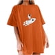 thumbnail image 4 of Moda Mujer Damas Cayó Hombro Mangas Impresión suelta Manga corta Top Pullover Tops Pompotops hfajkhk141636, 4 of 9