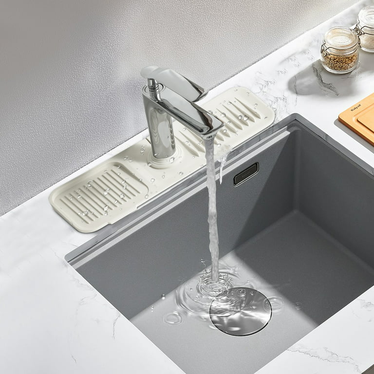 White Self Draining Pad Sink Splash Mat Durable Silicone Faucet Drainage  Mats