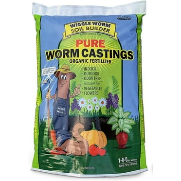 Wiggle Worm Pure Organic Worm Castings - All-Natural Fertilizer for Indoor & Outdoor Plants, Odor-Free, Ideal for Vegetables, Flowers, and Gardens (12 lbs)