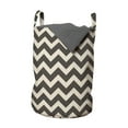 thumbnail image 1 of Chevron Laundry Bag, Simplistic Zigzags Abstract Pattern Illustration in Creative Earthy Tones, Basket with Handles Drawstring Closure for Laundromats, 13" x 19", Dark Taupe Champagne, by Ambesonne, 1 of 4