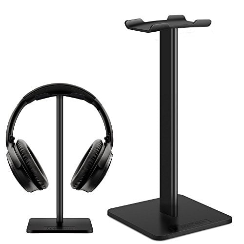 New bee Headphone Stand Headset Holder Earphone Stand with Aluminum  Supporting Bar Flexible Headrest ABS Solid Base for All Headphones Size  (Black)