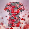 thumbnail image 2 of Valentine's Day Savings Clearance 2024! TAGOLD Women Scrub Tops, Print Scrub Tops, Women Valentine Day Short Sleeve V-neck Tops Printed Pockets Blouse Nursing, 2 of 5
