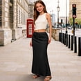 thumbnail image 2 of EnJoCho Linen Skirts for Girls Trendy Summer Boho Maxi Skirts with Back Slit Casual Elastic Waist Drawst𝗋ing Long Fl𝗈wy Skirt, 2 of 6