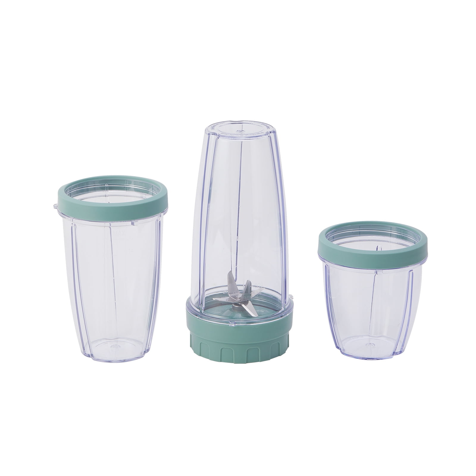 Mainstays 10-Piece Blender Set, Green Sage, 300W, with 3 Jars (10oz, 16oz, 18oz), 2 Drinking Lids, Stainless Steel Blade