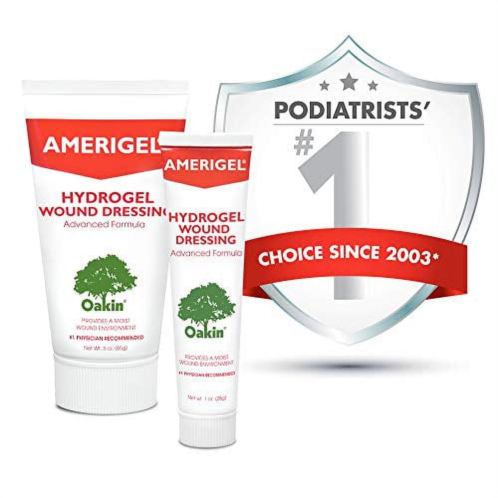 AMERIGEL Hydrogel Wound Dressing with Oakin (3 oz. Tube) – Ulcer Care | Wound Care | First Aid | FSA/HSA Eligible