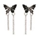 thumbnail image 1 of Pendientes colgantes de mariposa negra punk, pendientes de cadena con borlas de mariposa acrílica, pendientes largos de mariposa plateados, perno prisionero de mariposa negra, 1 of 5
