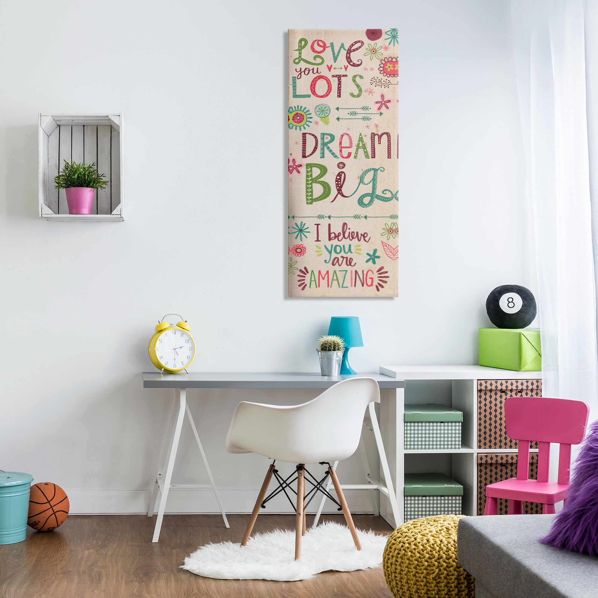 Stupell Industries Encouraging Floral Dream Big Art for Kids Painting Gallery Wrapped Canvas Art Print Wall Art, 20 x 48