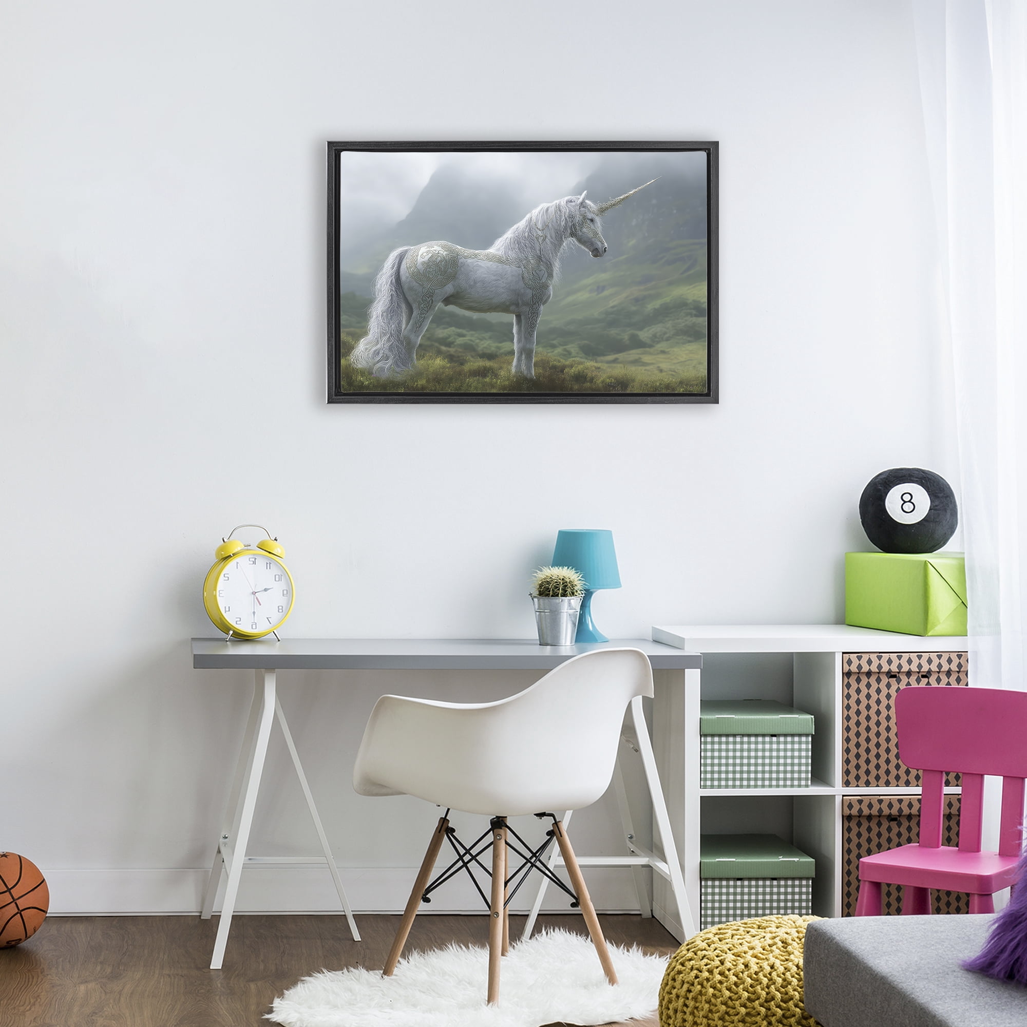 Stupell Industries Elegant Celtic Unicorn Black Framed Floater Canvas Wall Art, design by The Wands Want