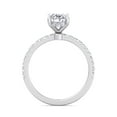 thumbnail image 4 of Samoa - Moissanite Oval Cut Lab Diamond Invisible Halo Engagement Ring with Sidestones, 4 of 6