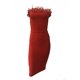 thumbnail image 3 of VISgogo Vestido ajustado para mujer, sin tirantes, sin mangas, con ribete de plumas, de color sólido, para fiesta de noche, vestidos a media pierna VISgogo  moda, 3 of 4