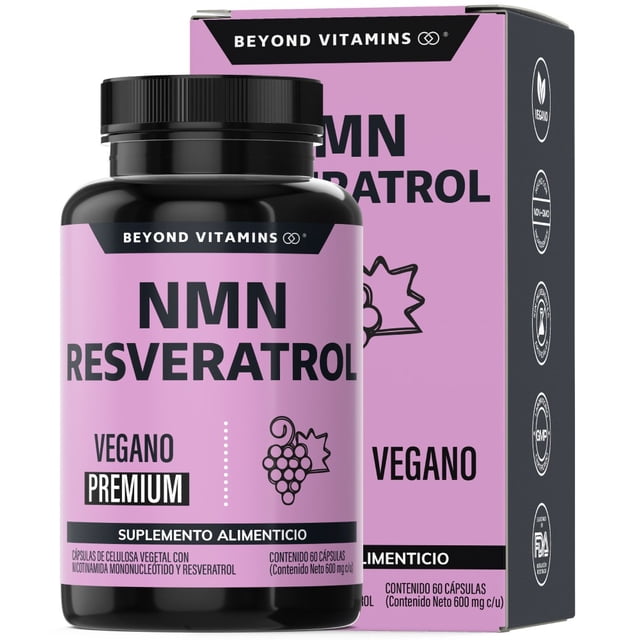 Nmn + Resveratrol Capsulas 99% + Betaína Hcl + Quercetina Extracto | Beyond Vitamins | Mononucleotido De Nicotinamida, Nad + | Semilla De Uva, Calcio - Vitaminas Mujer / Hombre - 60 Cáps