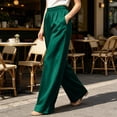 thumbnail image 7 of Tqcoqu Women's Satin Wide Leg Pajama Pants,Elastic High Waist Side Pockets Silky Loungewear Sleep Trousers,Green Women's S-XXXL, 7 of 7