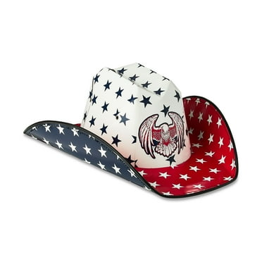 Patriotic Eagle and Stars Cardboard Cowboy Hat, Red/White/Blue, One Size, by Way To Celebrate