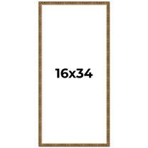 16x34 Frame Gold Kingsley Distressed Solid Wood Picture Frame Width 0.75 Inches | Interior Frame