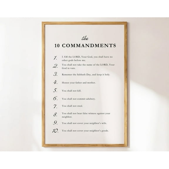The 10 Commandments Art Bible Verse Wall Decor Christian Wall Art Sunday School Classroom Housewarming Gift Church Office Poster Wall Art, Modern Wall Decor, 8x12 UNFRAMED