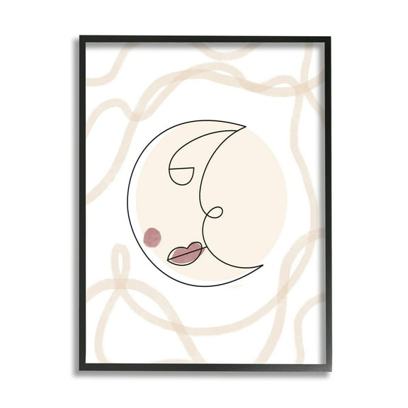 Stupell Industries Boho Moon Face Casual Lunar Squiggle Design Framed Wall Art, 11 x 14, Design by Lil' Rue