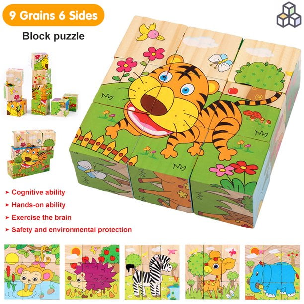 CNKOO Wooden Toddler Jigsaw Puzzle Gift Toy for 2-3 Years Old Boys and Girls, 6 Patterns Animal Shape Montessori Toy, Sensory Toy, Fine Motor Skill Early Learning Educational Gift