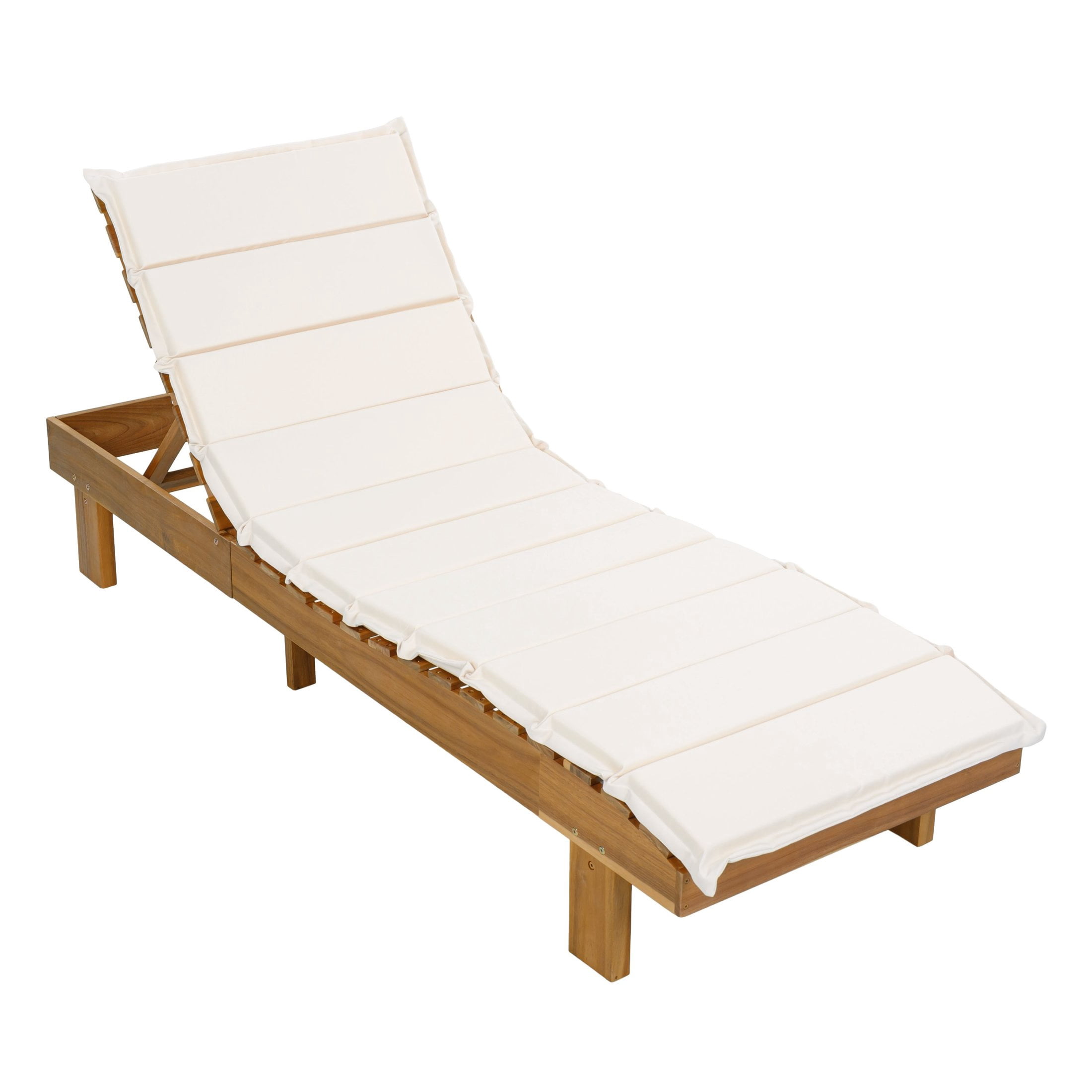 Christopher Knight Home Outdoor Chaise Lounge with Multi-Fold Cushion, Adjustable Backrest, Teak + Beige
