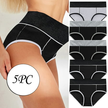 Simplmasygenix Clearance Underwear for Women Plus Size Bikini Botton Lingerie 5PC Women Solid Color Patchwork Briefs Panties Underpants