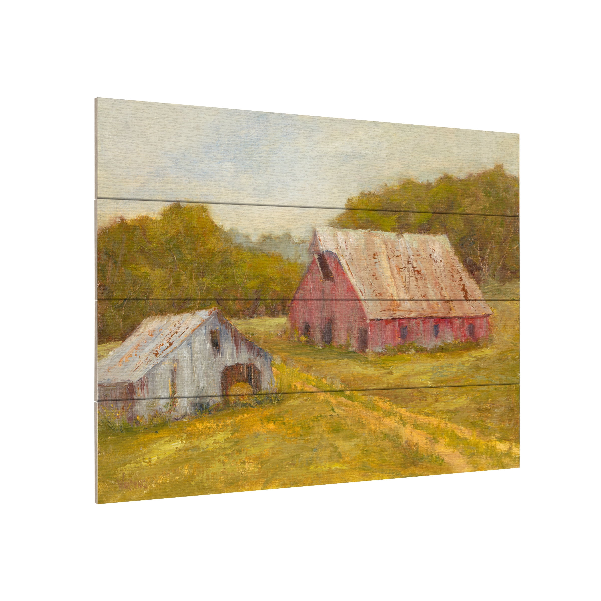 Marilyn Wendling 'Country Barns' Wood Slat Art 12x16