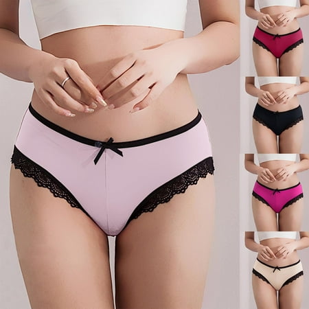 Get It Now: Panties  Paquete de Bragas  Women s Lace Bow Thin Ice Silk Women s Oversized Underwear SOPATENOR Beige L