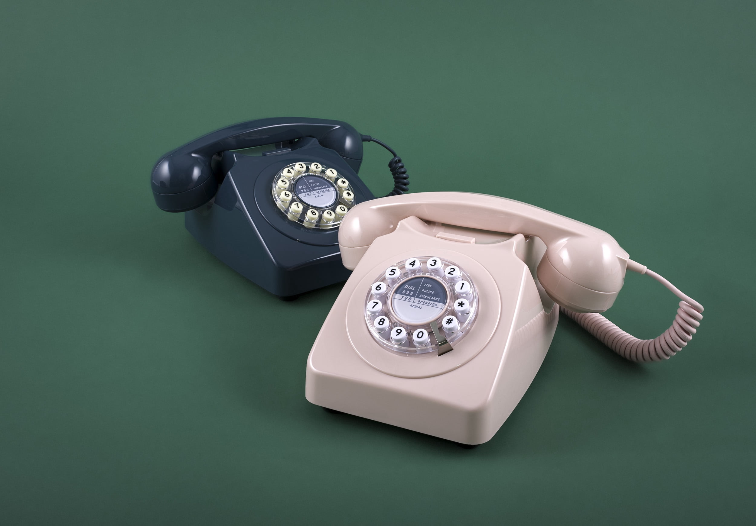 Wild Wood 746 Rotary Design Retro Landline Telephone, Light Pink