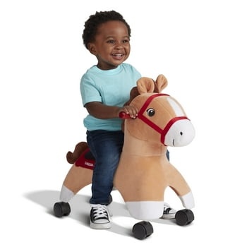 Radio Flyer, Boots: Rolling Pony, Plush Caster Ride-on Horse for Girls and Boys