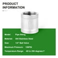 thumbnail image 5 of TAISHER 10PCS 304 Stainless Steel Cast Pipe Fitting, Coupling, 1/4" x 1/4" NPT Female Threaded, 5 of 6