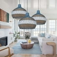 thumbnail image 6 of LittleGlovo Classic Blue Rattan Pendant Light Shade Quality Handmade Kitchen Island Dining Room Hanging Ceiling Chandeliers, 6 of 24