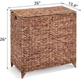 thumbnail image 2 of Large Laundry Hamper with Lid, Handwoven Natural Water Hyacinth Heightened Feet Laundry Basket, 2-Sections Wicker Clothes Hamper with Removable Liner Bag (Espresso, 120L), 2 of 7