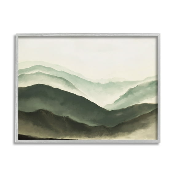 Stupell Industries Misty Mountain Range Atmospheric Landscape Watercolor Painting,14 x 11, Design by JJ Design House LLC