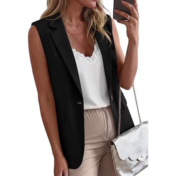 BTFBM Blazers For Women Spring Button Down Loose Vest Tops For Women Work Business Casual Outfits Summer Fashion