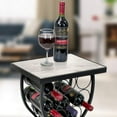 thumbnail image 6 of SSyao Wine Rack Console for Home Bar - Mini Wine Stand with Faux Black Marble Table Top - Durable Metal Freestanding Wine Storage Cabinet Shelf - Wine Racks Free Standing, Marble Wine Rack - White, 6 of 9