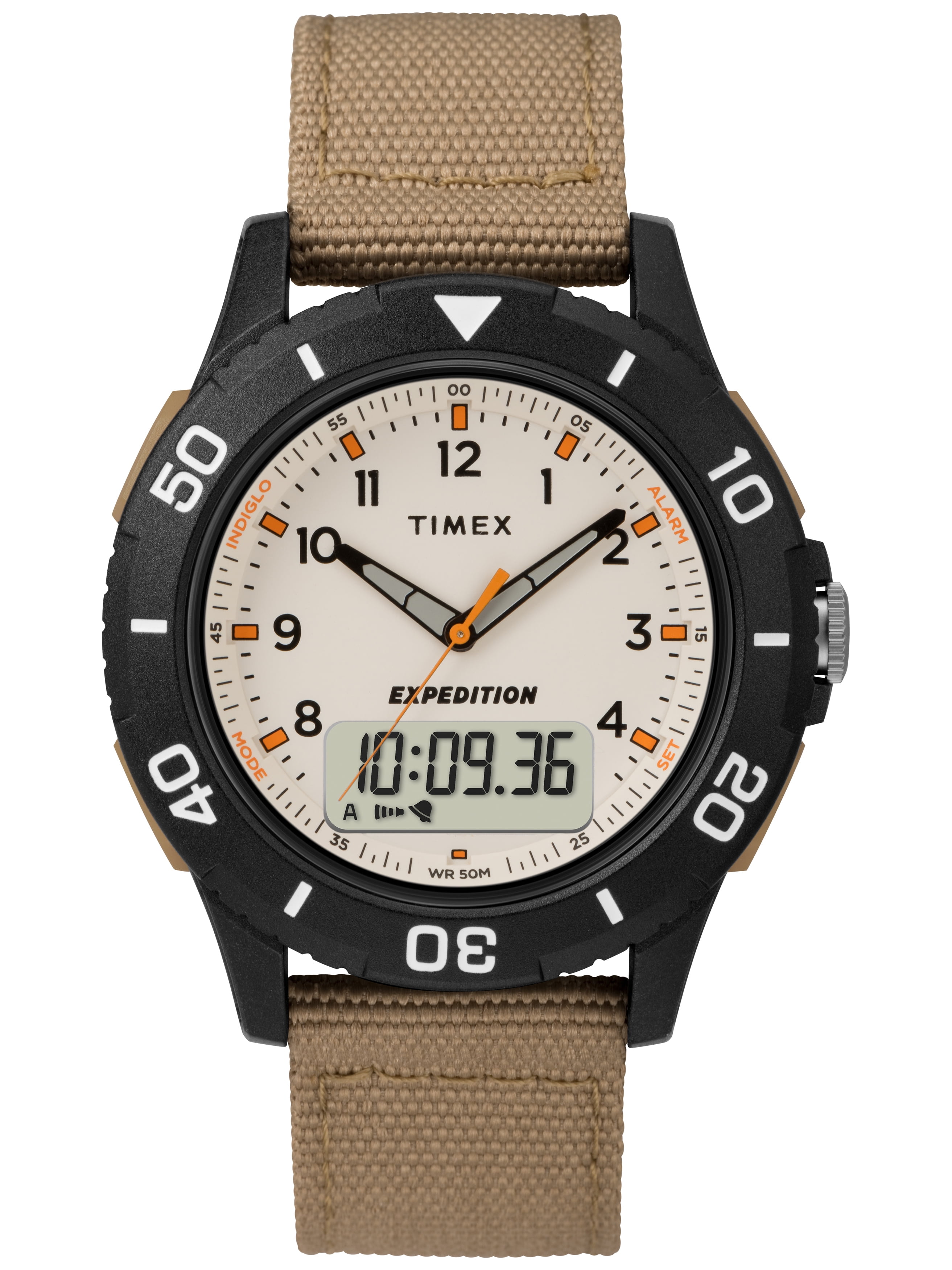 Timex Men's Expedition Katmai Combo 40mm Khaki/Black Nylon Strap Watch