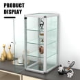 thumbnail image 3 of 14"W x 27"H x 12"D, Silver Aluminum Tempered Glass Top Display Case with Lock, Key and 3 Glass Shelves for Retail, Mall and Office Display, 3 of 7
