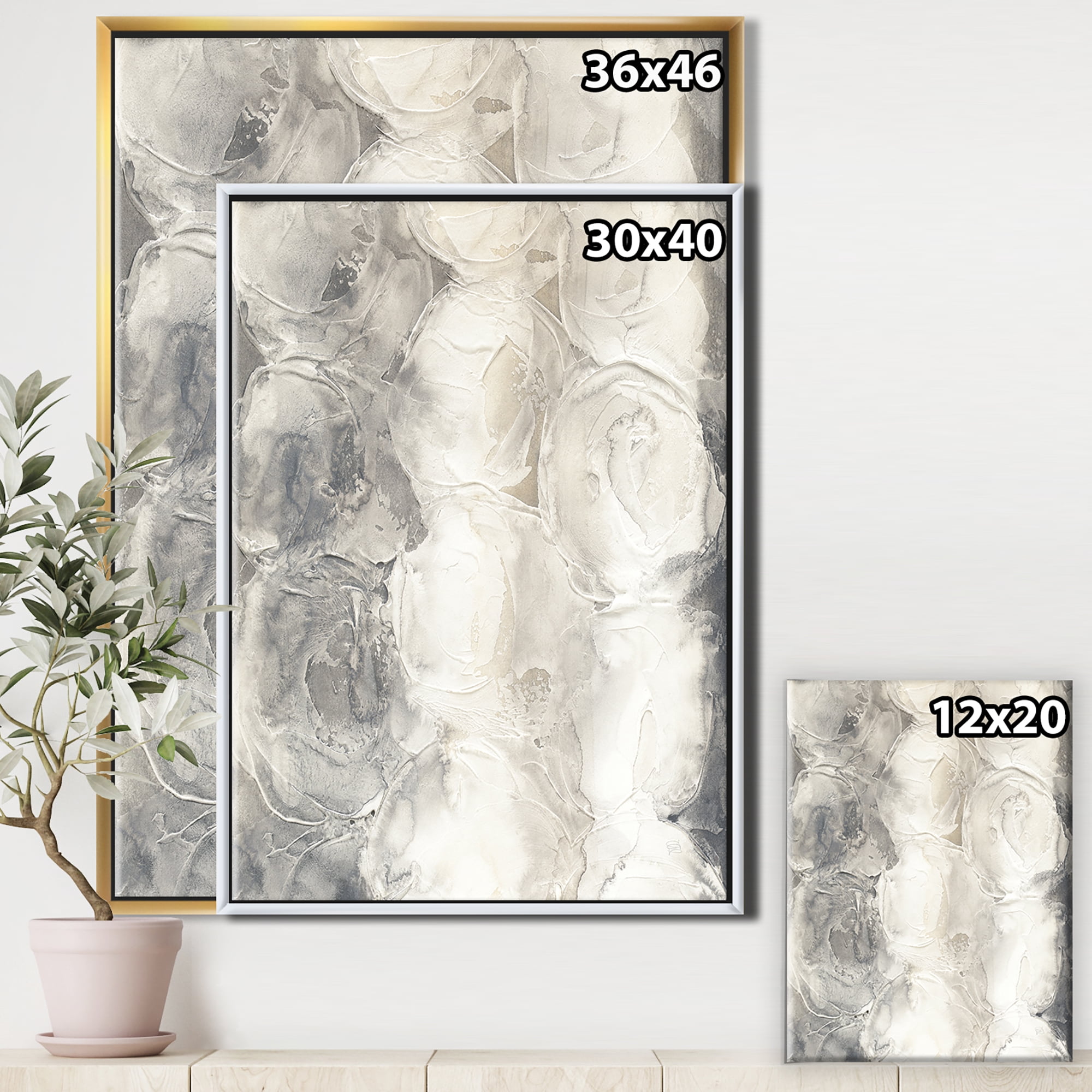 Designart ' Gray Circles I ' Modern & Contemporary Framed Canvas