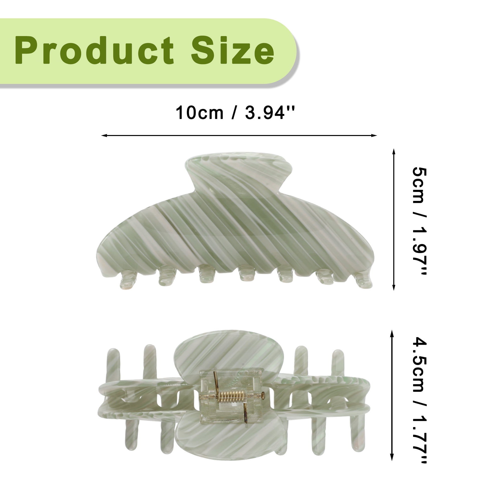 NOMADIC NOOK Women's French Large Hair Caw Clips 3 Pcs Green Beige