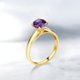 thumbnail image 4 of Gem Stone King 1.20 Ct 7mm Round Purple Amethyst 10K Yellow Gold Ring (Size 9), 4 of 4