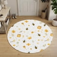 thumbnail image 2 of Round Area Rugs 5Ft, Summer Bee Non-Slip Washable Circle Rugs Carpet, Sweet Honey Spring Floral Botanical Indoor Outdoor Rug Floor Mats Throw Runner for Bedroom Living Room Bathroom, 2 of 5