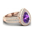 thumbnail image 4 of 14K Rose Gold Pear Shaped Amethyst Ring For Women Birthstone Teardrop Ring, 4 of 8