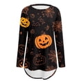 thumbnail image 4 of Hauts Chemises à Manches Longues pour Femmes, Imprimé Graphique d'Halloween, Coupe Ample Décontractée, Col Ras du Cou, Vêtements d'Hiver Automne pour Femmes, T-Shirts Blouses Kaki 2TG, 4 of 4