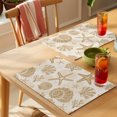 thumbnail image 4 of Khaki Coastal Summer Placemats Set of 8 Coral Shell Starfish Nautical Retro Place Mats Indoor Wipeable Table Mats Washable Cloth Dining Table Placemats for Kitchen Holiday Party Home Decor 13x19 Inch, 4 of 9